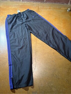 adidas Black Track Pants with Purple Side Stripes